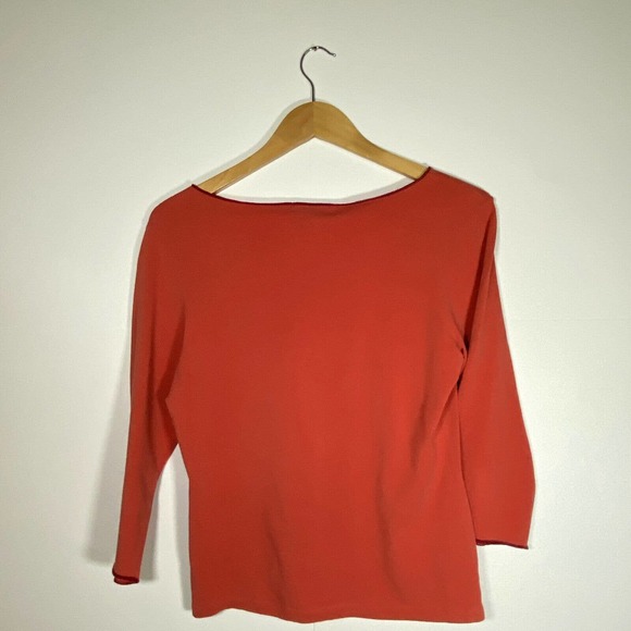 Banana Republic Sz L Stretch V-Neck Basic Base Layer Orange Coral - Picture 5 of 7
